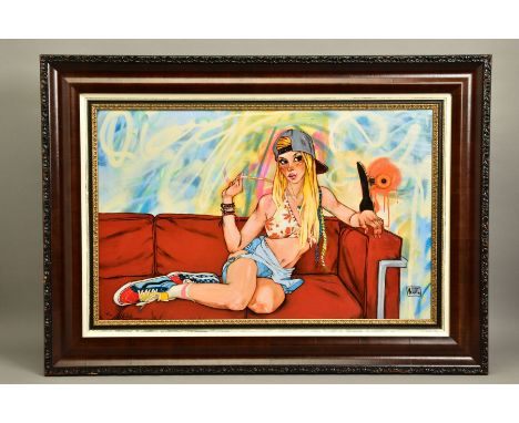 TODD WHITE (AMERICAN 1969) 'MALIBU' an illustrative portrait of a female figure, signed limited edition print with certificat