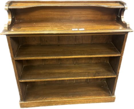 Antique book shelf, four open shelves raised on plinth base [89.5x91x25cm] 