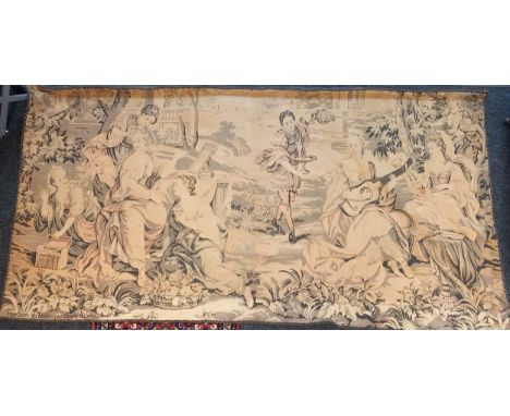 A Large Tapestry Entitled Aventures de Telemaque dapres Rubens. 127 x 250cm The canvas depicts a Garden Scene with Ladies bei