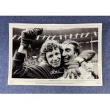 Jim Montgomery signed Sunderland 1973 FA Cup 16x12 black and white print. Overcome with emotion,