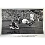 Football Peter McParland signed 18x12 in "1957 FA Cup Final Aston Villa print. Peter McParland of