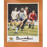 Football. Alvin Martin Signed 10x8 colour Autographed Editions page. Bio description on the rear.