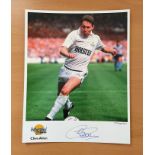 Football. Clive Allen Signed 10x8 colour Autographed Editions page. Bio description on the rear.