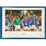 Neville Southall signed 22x16 colour 1984 FA Cup Final colour print Neville Southall and Graham
