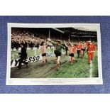 Jim Montgomery and Bobby Kerr signed Sunderland 1973 FA Cup 16x12 colour print. Sunderland players