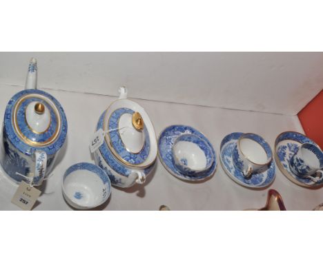 19th Century tea ware in blue and white transfer decoration of Oriental scenes, by Wolfe Mason, Spode, Factory Z and others, 