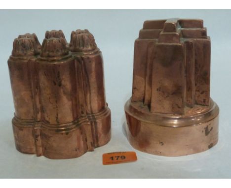 Two Victorian copper jelly moulds of architectural form, one marked Barron &amp; Wilson, 436 Strand