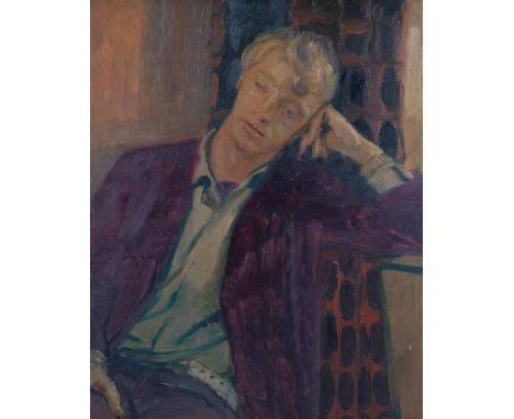 Hubert Andrew Freeth (1912 - 1986), portrait of Ronald English, oil on board, signed with inscription and artist stamp verso,