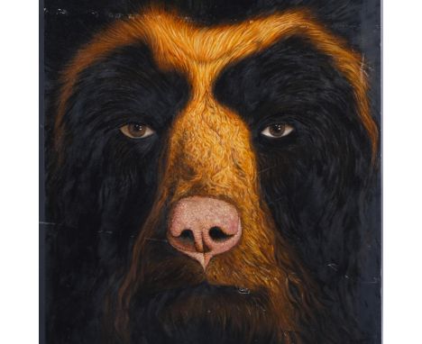 Animal portrait, contemporary oil on panel, unsigned, 60cm x 60cm, unframedA few very light surface marks in the paint 