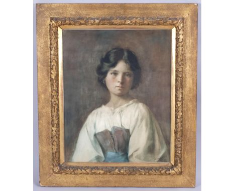 M A Pearson, portrait of a country girl, watercolour, signed and dated 1899, 54cm x 44cm, framedSome very light foxing on the