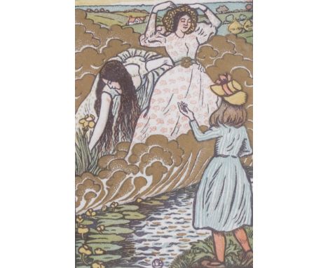 Lucien Pissarro (1885 - 1949), Queen of Fishes, colour woodcut print, from the suite of 7 1924 issue, image 12cm x 8cm, frame