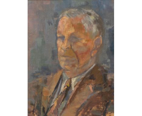 Mid-20th century portrait of a man, oil on board, indistinctly signed, 47cm x 36cm, framedGood condition, framed slightly chi