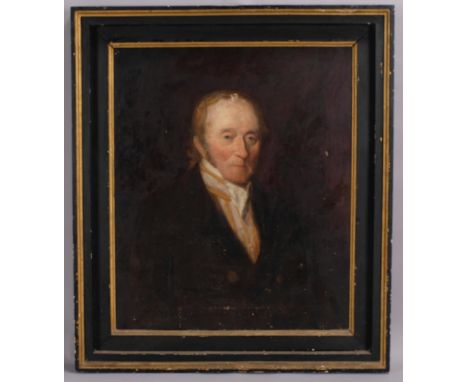 19th century English School, portrait of a gentleman, oil on canvas, unsigned, 75cm x 61cm, framedSmall hole at the top of th