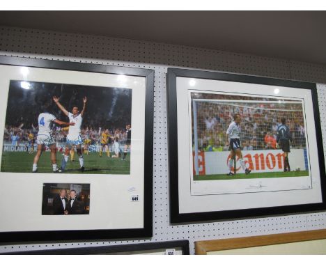 Big Blue Tube Legends Series Coloured Print of Stuart Pearce, 32 x 51cm, ink signed. West Ham 1980 Cup Final montage signed b