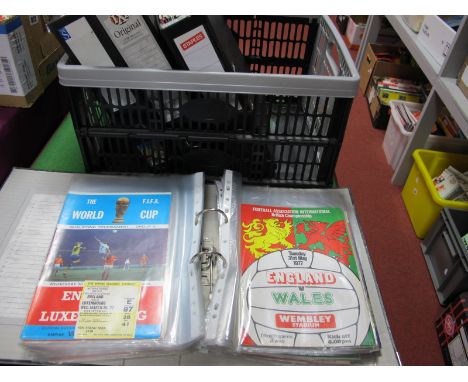 England Tickets and Programmes 1970-96, approximately one hundred and twenty  home programmes and forty five tickets; togethe
