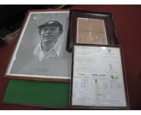 Cricket: 'A Cricket Song' 1826, a framed card from the cricket match between Sheffield &amp; Leicester v. Nottingham, played 