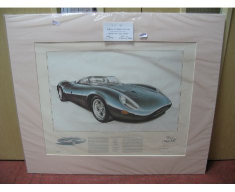 Stirling Moss, 'Jaguar x J13' Coloured Print By John Francis, signed by artist, Stirling Moss and Norman Dewis.
