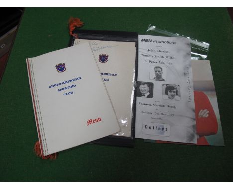 Autographs - John Charles, Chay Blyth, Arthur Dickinson Wright, Uffa Fox, Telly Savalas and others, ink signed on Anglo Ameri