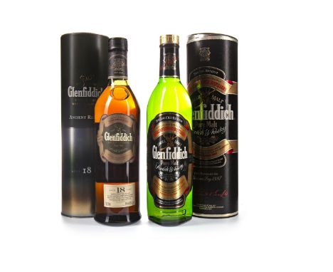 GLENFIDDICH ANCIENT RESERVE AGED 18 YEARS Single Malt Scotch Whisky 70cl, 40% volume, in tin. GLENFIDDICH SPECIAL OLD RESERVE