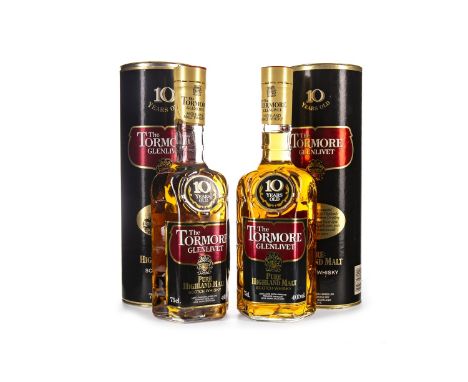 TORMORE-GLENLIVET 10 YEARS OLD (2) Single Malt Scotch Whisky 75cl, 40% volume, in tube. Two bottles.