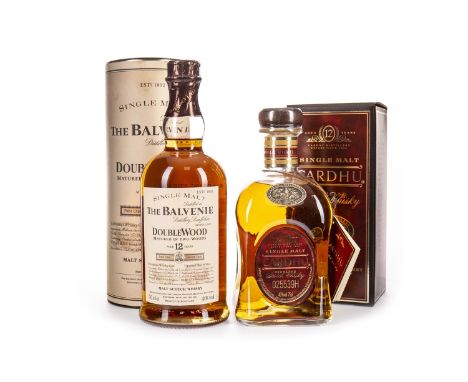 BALVENIE DOUBLEWOOD 12 YEARS OLD Single Malt Scotch Whisky 70cl, 40% volume, in tube. CARDHU AGED 12 YEARS Single Malt Scotch