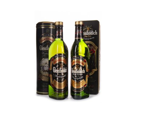 GLENFIDDICH SPECIAL OLD RESERVE (2) Single Malt Scotch Whisky 75cl, 40% volume, one in Clan Sinclair clan tin, the other in m