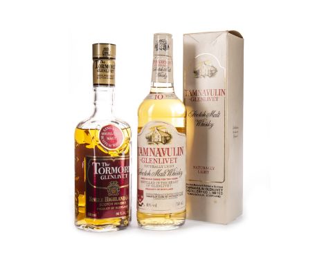 TAMNAVULIN-GLENLIVET AGED 10 YEARS Single Malt Scotch Whisky 750ml, 40% volume, in carton. TORMORE-GLENLIVET Single Malt Scot