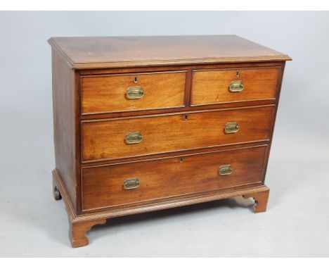 Small 19th century mahogany chest fitted with two short, two long drawers on bracket feet, 95cm w.