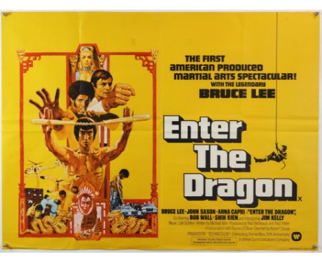 Enter The Dragon (1973) British Quad film poster, starring Bruce Lee, folded, 30 x 40 inches. Condition Report:  Generally in
