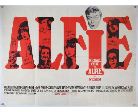 Alfie (1966) British Quad film poster, starring Michael Caine and Shelley Winters, folded, 30 x 40 inches. Condition Report: 