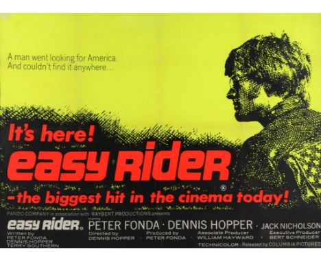 Easy Rider (1969) British Quad film poster, starring Dennis Hopper, Peter Fonda & Jack Nicholson, framed, 30 x 40 inches. 