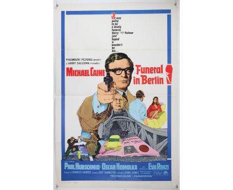 Funeral in Berlin (1966) US One Sheet film poster, Spy Thriller starring Michael Caine, folded, 27 x 41 inches. Condition Rep