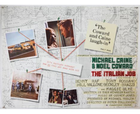 The Italian Job (1969) British Quad film poster, starring Michael Caine & Noel Coward, Paramount, folded, 30 x 40 inches. Con