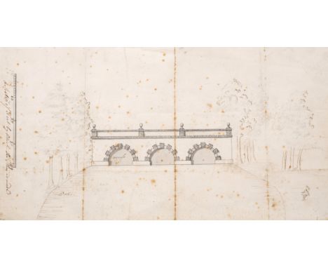 Brown (Lancelot (Capability), 1716-1783), Manner of. Design for a three-arched bridge terminating in a sheet of water and set