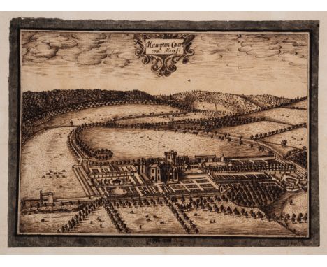 Whittell of Bodenham, Herefordshire (William, b. 1684, fl. 1705-9) Hampton Court com: Heref:, bird's-eye view of Hampton Cour