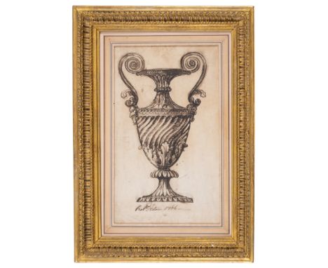 Adam (Robert, 1728-1792) Preliminary design for an urn in the dining room at Osterley Park, Middlesex, pen and brown ink, bro