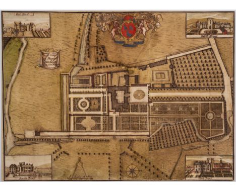 Whittell of Bodenham, Herefordshire (William, b. 1684, fl. 1705-9) Architectural survey of Hampton Court and Gardens in Heref