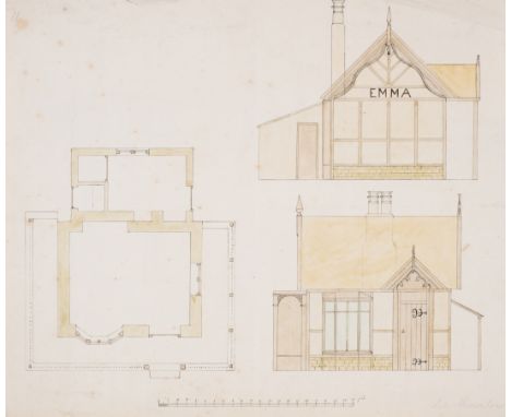 English School (circa 1840s) Elevation, plan and profile of an realised project for Emma Cust, Countess Brownlow (1791-1872),