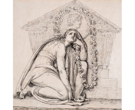 *** Please note, this drawing is sold unframed.Deare (John, 1759-1798) Design for a tomb monument, with tragic heroine, possi