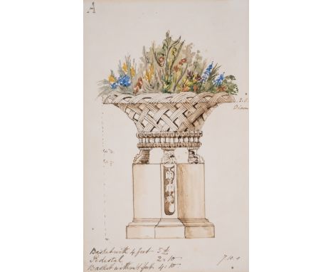Westmacott the Younger (Richard, 1799-1872) Design for a flower urn set on a pedestal, for the West Italian garden at Wilton 