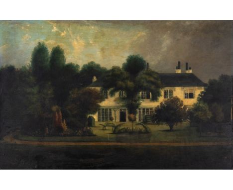 English School (19th century) Curzon Lodge, Old Brompton, London, oil on panel, 405 x 625 mm (15 3/4 x 25 1/2 in), manuscript