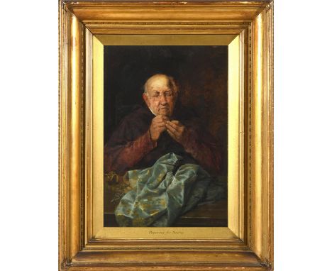 Signed, oil on panel (braced verso) 45 x 31cm. ** Good condition; under glass in period gilt frame.