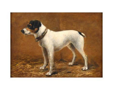 Signed with initials, oil on panel 24 x 34cm. ** Slight retouching along slight horizontal split; a few grazes near the dog's