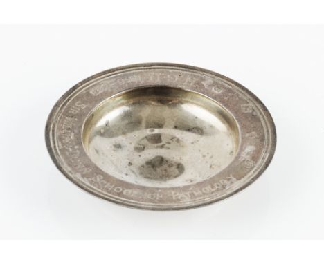 A SILVER SMALL ARMADA DISH OF MEDICAL INTEREST, with presentation inscription to Norman G Heatley 1936-1978 from the Sir Will