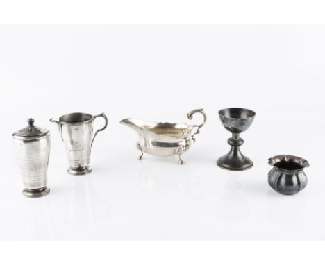 A COLLECTION OF SILVER, comprising an Art Deco style sugar sifter and matching milk jug, by Adie Bros Ltd, Birmingham 1938, 1
