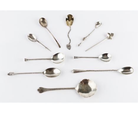 A LATE VICTORIAN SILVER SPOON, with twist stem and lion and shield terminal, by Pairpoint Brothers, London 1881; two 20th Cen