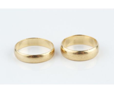 TWO 9CT GOLD WEDDING BANDS, ring sizes N and Q respectively (2) Approx. gross weight only: 6.2gm combined