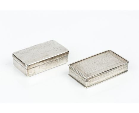 AN EARLY VICTORIAN SILVER RECTANGULAR SNUFF BOX, with engraved decoration and presentation inscription, by Francis Clark, Bir