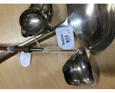 A GEORGE III SILVER OLD ENGLISH PATTERN SOUP LADLE, by George Ferris, Exeter 1816, a pair of George III later embossed berry 