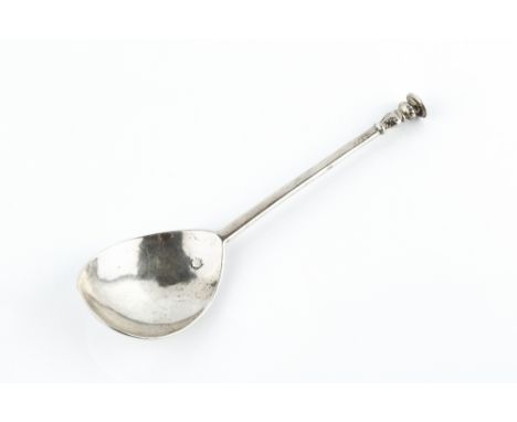 A JAMES SILVER SEAL TOP SPOON, with slightly tapering handle, the seal top with prick engraved initials 'E.W. 1609', by James